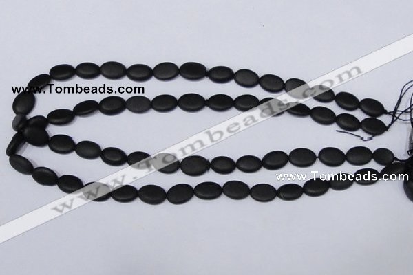 CBS10 15.5 inches 10*12mm oval black stone beads wholesale