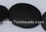 CBS11 15.5 inches 30*40mm oval black stone beads wholesale