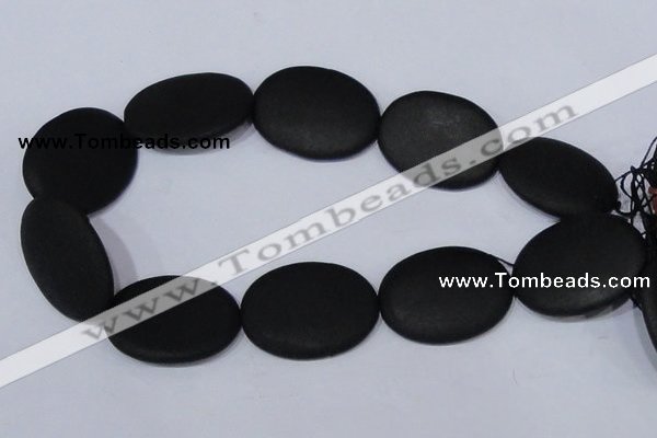 CBS11 15.5 inches 30*40mm oval black stone beads wholesale