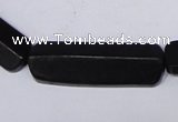 CBS15 15.5 inches 12*40mm cylinder black stone beads wholesale