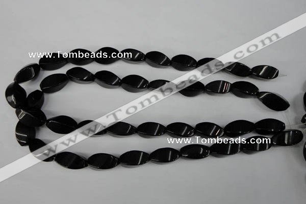 CBS215 15.5 inches 10*20mm twisted rice blackstone beads wholesale