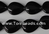 CBS265 15.5 inches 13*18mm flat teardrop blackstone beads wholesale