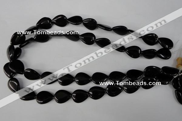 CBS265 15.5 inches 13*18mm flat teardrop blackstone beads wholesale
