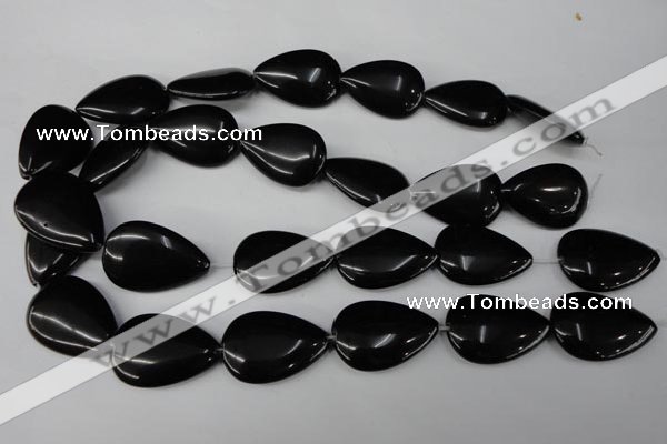 CBS268 15.5 inches 20*30mm flat teardrop blackstone beads wholesale