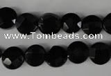 CBS292 15.5 inches 10mm faceted coin blackstone beads wholesale