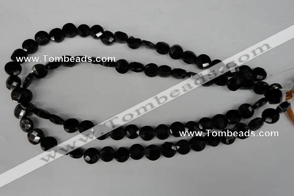 CBS292 15.5 inches 10mm faceted coin blackstone beads wholesale