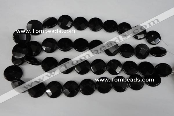 CBS297 15.5 inches 20mm faceted coin blackstone beads wholesale