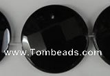 CBS300 15.5 inches 35mm faceted coin blackstone beads wholesale