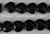 CBS303 15.5 inches 12*12mm faceted heart blackstone beads wholesale