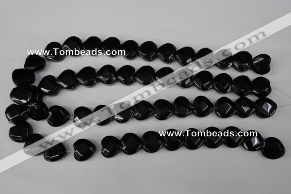 CBS305 15.5 inches 15*15mm faceted heart blackstone beads wholesale