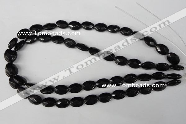 CBS310 15.5 inches 10*14mm faceted oval blackstone beads wholesale