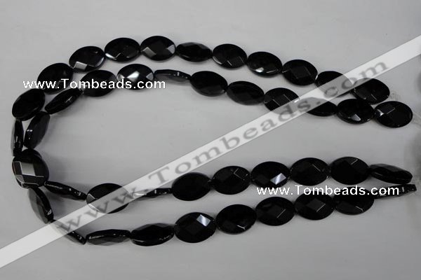 CBS312 15.5 inches 13*18mm faceted oval blackstone beads wholesale