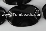 CBS325 15.5 inches 26*40mm wavy oval blackstone beads wholesale