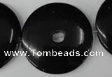 CBS340 15.5 inches 40mm donut blackstone beads wholesale