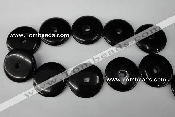 CBS340 15.5 inches 40mm donut blackstone beads wholesale