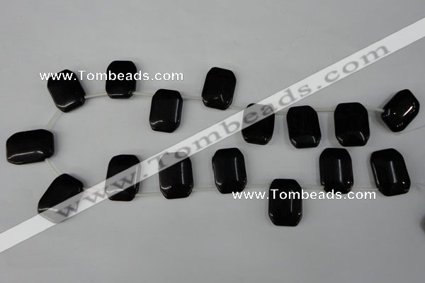 CBS345 Top-drilled 18*25mm rectangle blackstone beads wholesale