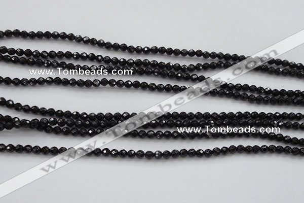 CBS503 15.5 inches 4mm faceted round A grade black spinel beads