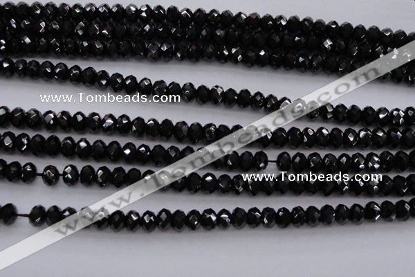 CBS514 15.5 inches 4*6mm faceted rondelle AA grade black spinel beads