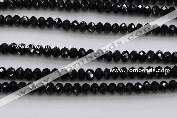 CBS516 15.5 inches 6*8mm faceted rondelle AA grade black spinel beads