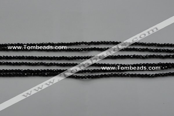 CBS520 15.5 inches 2mm faceted round A grade black spinel beads