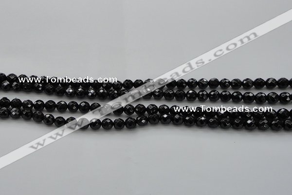 CBS522 15.5 inches 6mm faceted round A grade black spinel beads