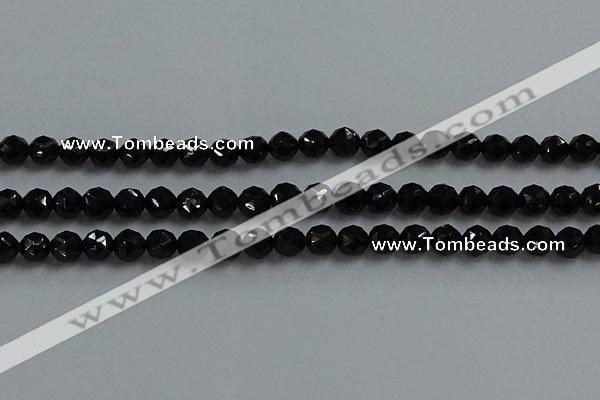 CBS525 15.5 inches 6mm faceted round natural black spinel beads