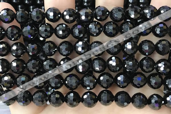 CBS545 15.5 inches 8mm faceted round black spinel gemstone beads