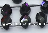 CBS550 15.5 inches 6*9mm faceted flat teardrop black spinel beads