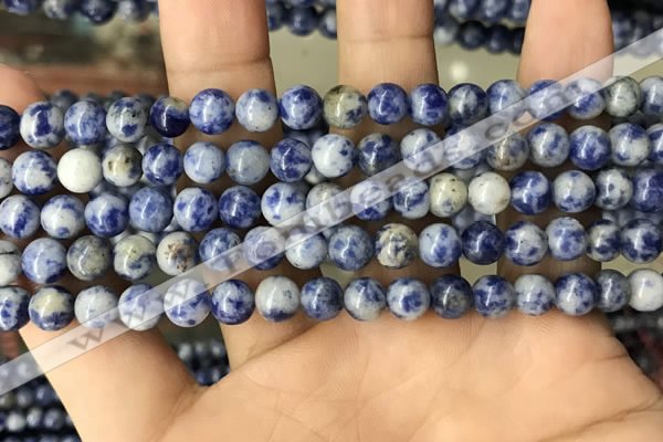 CBS601 15.5 inches 6mm round blue spot stone beads wholesale