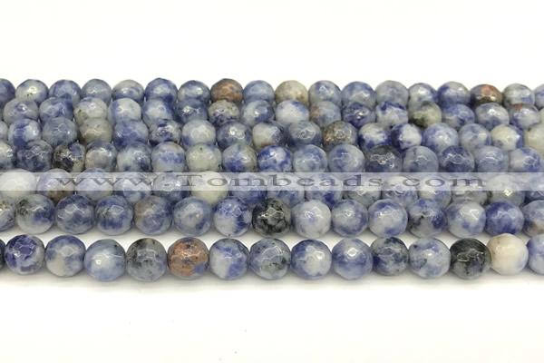 CBS611 15 inches 6mm faceted round blue spot stone beads