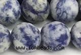 CBS619 15 inches 10mm round matte blue spot stone beads