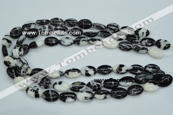 CBW125 15.5 inches 13*18mm oval black & white jasper beads