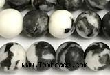 CBW191 15 inches 6mm round matte black & white jasper beads