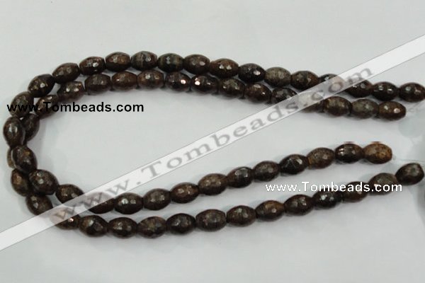 CBZ108 15.5 inches 10*13mm faceted rice bronzite gemstone beads