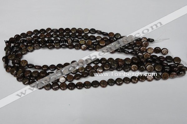 CBZ207 15.5 inches 8mm flat round bronzite gemstone beads