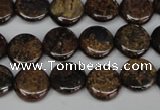 CBZ209 15.5 inches 12mm flat round bronzite gemstone beads