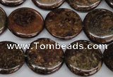 CBZ213 15.5 inches 20mm flat round bronzite gemstone beads