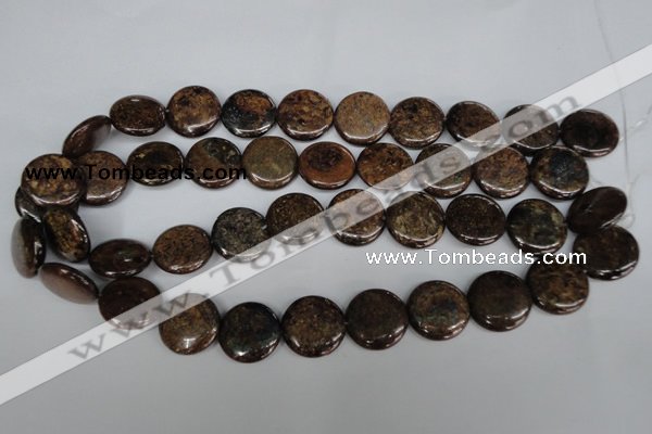 CBZ213 15.5 inches 20mm flat round bronzite gemstone beads