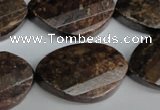 CBZ248 15.5 inches 20*30mm faceted & twisted oval bronzite gemstone beads