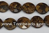 CBZ431 15.5 inches 15mm faceted coin bronzite gemstone beads