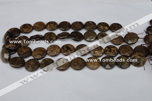 CBZ432 15.5 inches 18mm faceted coin bronzite gemstone beads