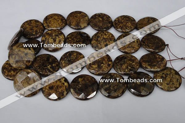 CBZ435 15.5 inches 30mm faceted coin bronzite gemstone beads