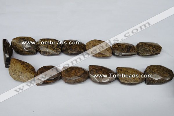 CBZ443 15.5 inches 23*32mm faceted & twisted rectangle bronzite beads