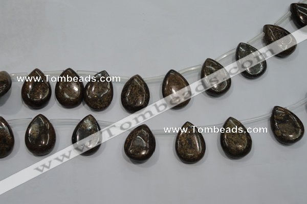 CBZ500 Top-drilled 10*14mm flat teardrop bronzite gemstone beads