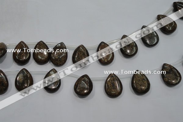 CBZ501 Top-drilled 12*16mm flat teardrop bronzite gemstone beads