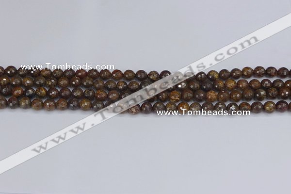 CBZ610 15.5 inches 4mm faceted round bronzite gemstone beads