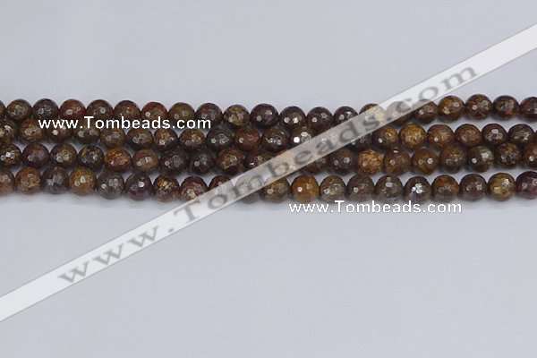 CBZ612 15.5 inches 8mm faceted round bronzite gemstone beads