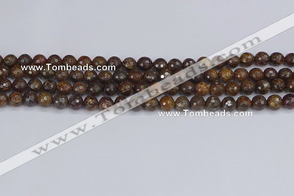 CBZ612 15.5 inches 8mm faceted round bronzite gemstone beads