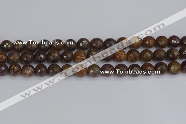 CBZ614 15.5 inches 12mm faceted round bronzite gemstone beads