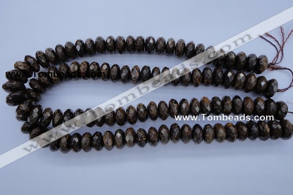 CBZ66 15.5 inches 7*14mm faceted rondelle bronzite gemstone beads